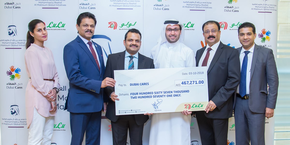 LuLu Group International hands over AED 467,271 cheque donation to Dubai Cares in support of Water, Sanitation and Hygiene facilities in Schools (WASH) programs